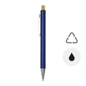 Penna a sfera in alluminio riciclato e pulsante bambù refill nero