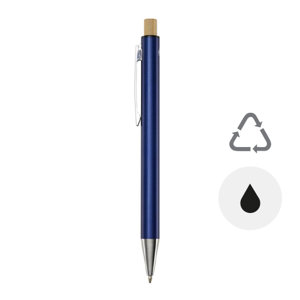 Penna a sfera in alluminio riciclato e pulsante bambù refill nero