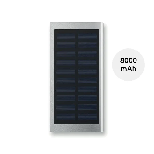 Power bank solare in alluminio compatto da 8000mAh in confezione regalo