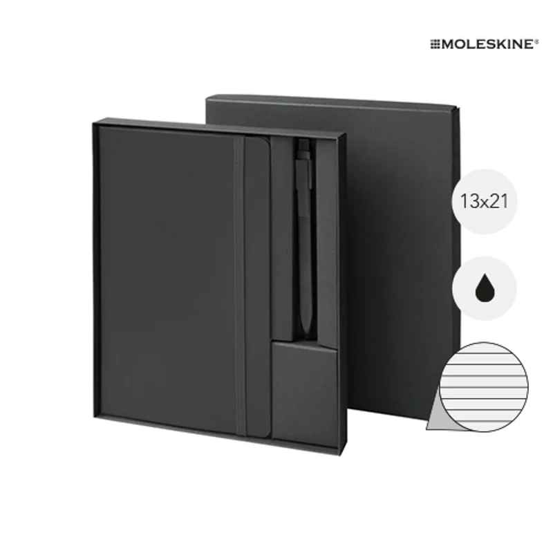 Set regalo Moleskine con block notes a righe 13x21cm e penna refill nero