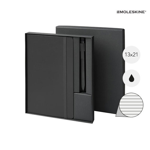 Set regalo Moleskine con block notes a righe 13x21cm e penna refill nero