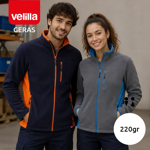 Giacca da lavoro VELILLA GERAS in pile poliestere bicolore con tasche con chiusura a zip da 220gr