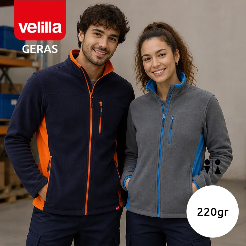 Giacca da lavoro VELILLA GERAS in pile poliestere bicolore con tasche con chiusura a zip da 220gr