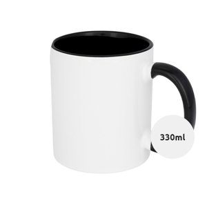 Tazza in ceramica bianca con parete interna e manico colorati ideale per sublimazione 330ml