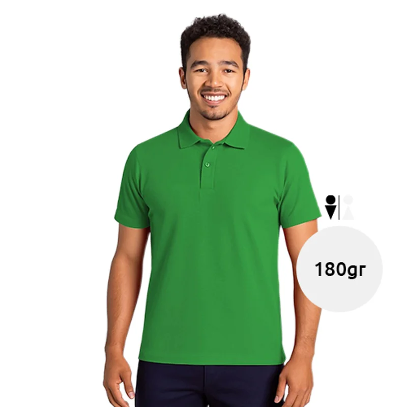 Maglietta polo da uomo colori assortiti in tessuto piqué a maniche corte taglio regolare 100% cotone 180gr