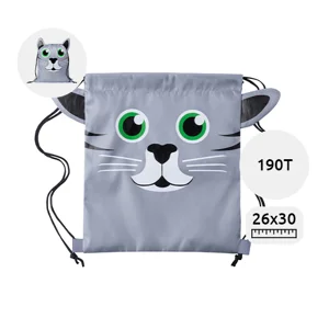 Sacca in poliestere con disegni di animali da 190T 26x30cm