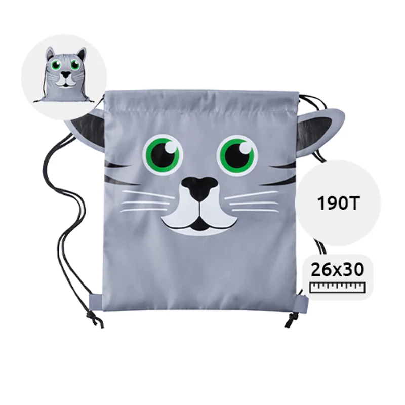 Sacca in poliestere con disegni di animali da 190T 26x30cm