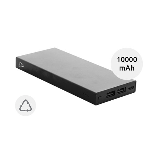 Power bank in alluminio riciclato con porta USB e USB-C da 10000mAh