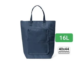 Borsa termica pieghevole in poliestere da 16L con manici in tessuto e cerniera 40x44x13cm