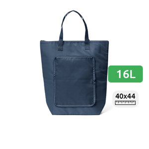 Borsa termica pieghevole in poliestere da 16L con manici in tessuto e cerniera 40x44x13cm