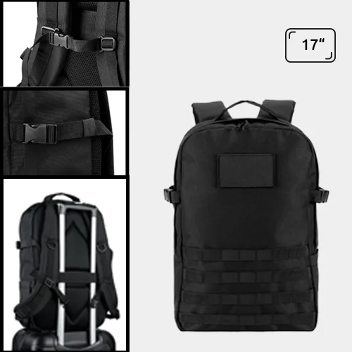 Zaino porta pc da 17.3" in poliestere riciclato 600D con cinghia trolley e tasca laterale