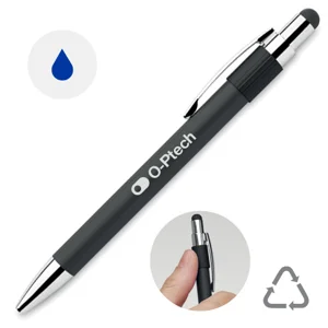 Penna a sfera in alluminio riciclato con anello antistress a refill blu