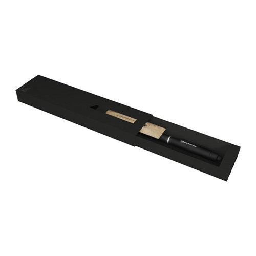 Penna a sfera nera in materiale antibatterico personalizzabile con logo luminoso in confezione regalo