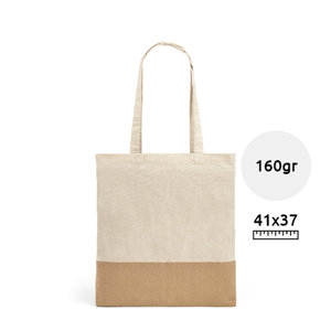 Borsa in cotone 100% con finitura in juta e manici lunghi da 160gr 37x41cm