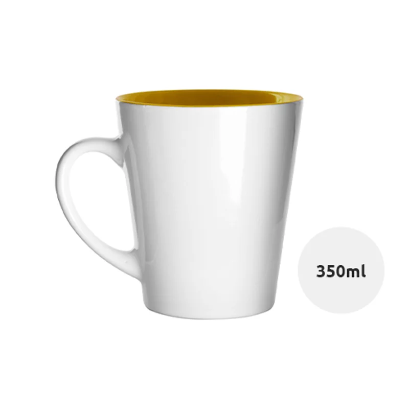 Tazza in ceramica bianca con parete interna colorata 350ml