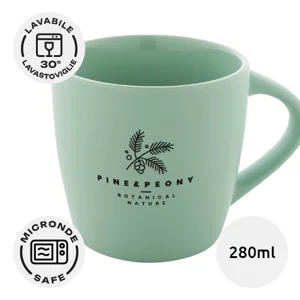 Tazza in ceramica colorata da 280ml con finitura opaca e scatola regalo in carta kraft