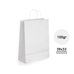 Shopper in carta kraft bianca formato grande da 100gr 32x39x11cm