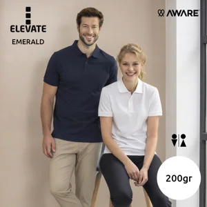 Maglietta polo ELEVATE EMERALD Aware unisex a manica corta in tessuto piqué e cotone riciclato certificati da 200gr