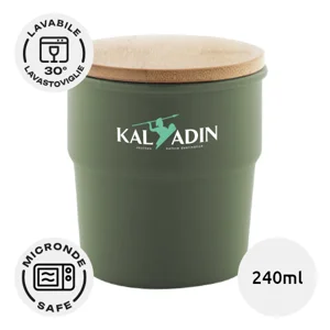 Bicchiere in ceramica colorata opaca da 240ml con coperchio in bambù e scatola regalo
