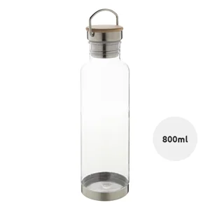 Borraccia in Tritan da 800 ML con fondo inox e coperchio con inserto in bambù