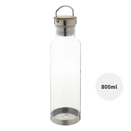 Borraccia in Tritan da 800 ML con fondo inox e coperchio con inserto in bambù