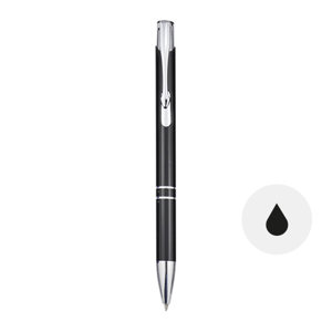 Penna a sfera in alluminio con finitura laccata in colori assortiti con meccanismo a scatto e refill nero
