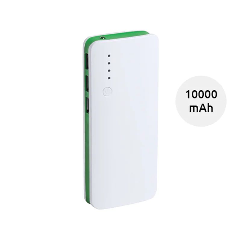 Power bank in plastica e finiture colorate con torcia e indicatore della carica a LED da 10000mAh