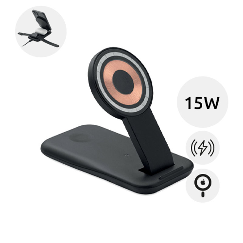 Caricatore wireless magnetico 3 in 1 pieghevole da 15W