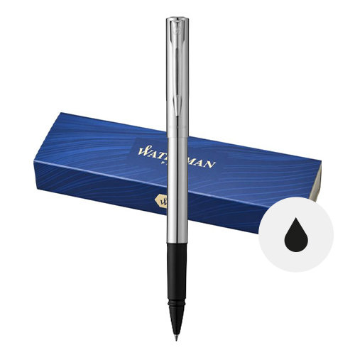 Penna roller a amrchio Waterman in alluminio con cappuccio in confezione regalo e refill nero