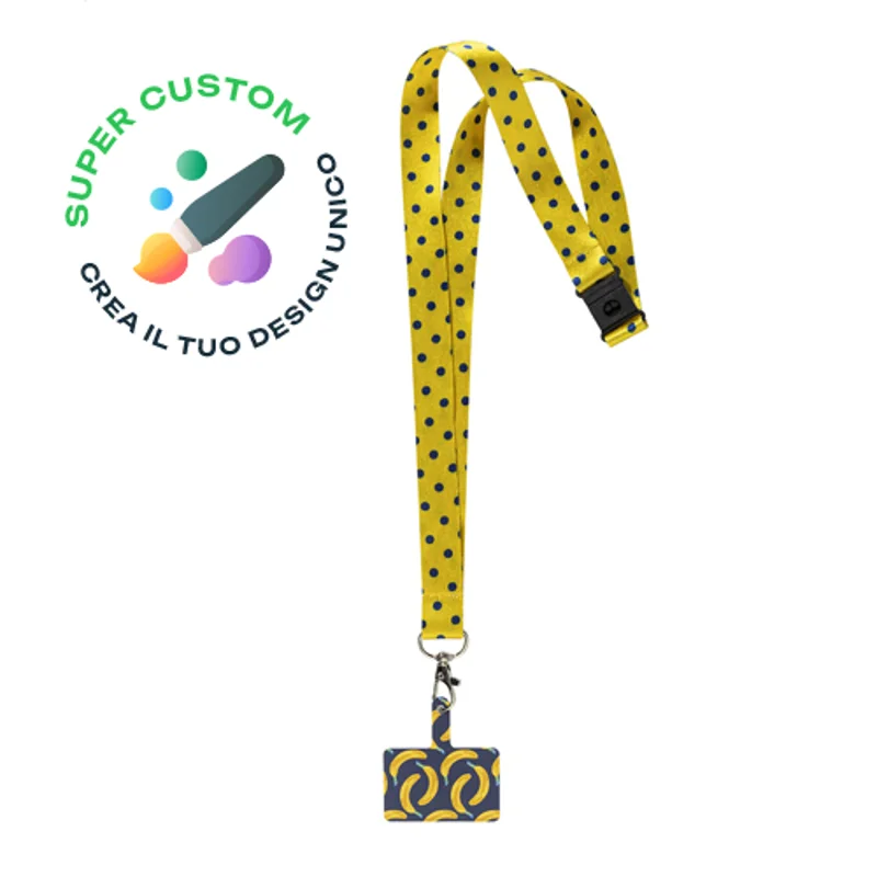 Lanyard portacellulare in RPET personalizzabile in sublimazione con fibbia di sicurezza 