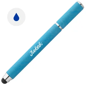 Penna roller in carta kraft e ABS con punta touch e con cappuccio e refill blu