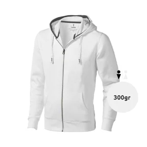 Felpa da uomo colori assortiti con cappuccio e cerniera in cotone e poliestere 300gr