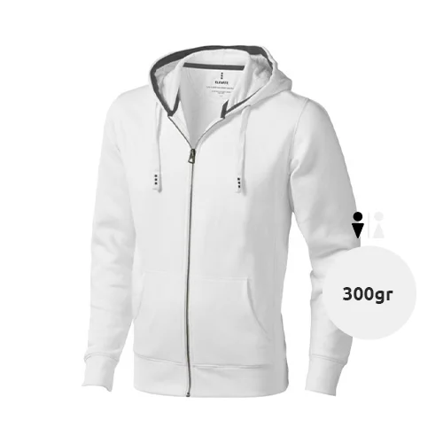 Felpa da uomo colori assortiti con cappuccio e cerniera in cotone e poliestere 300gr