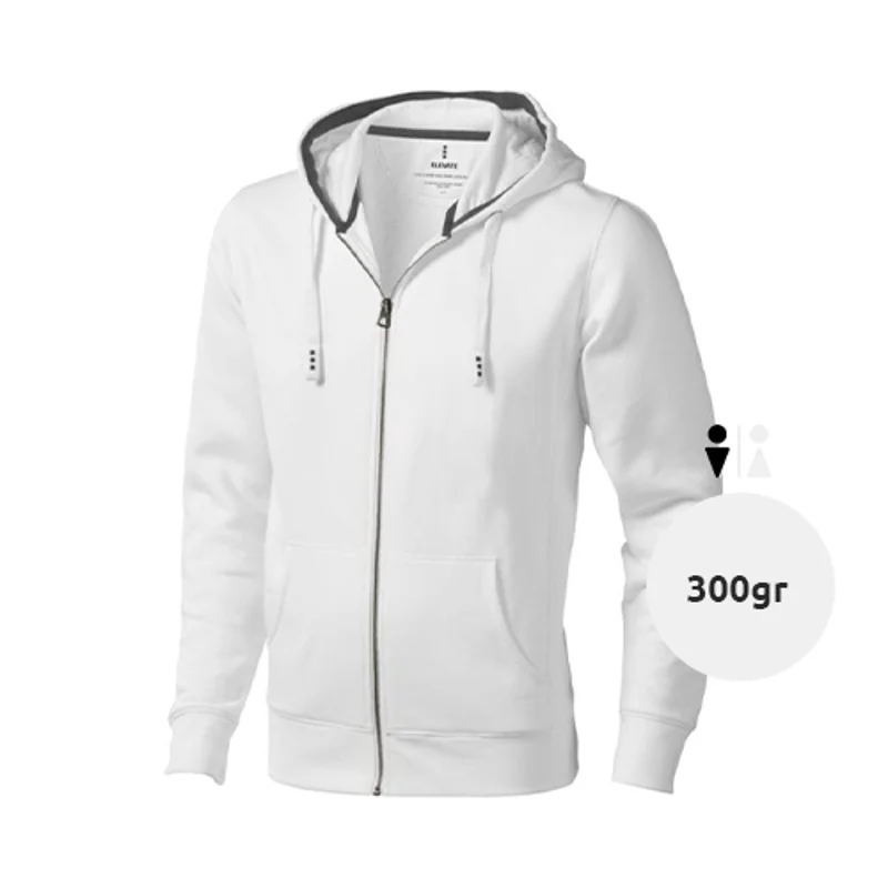 Felpa da uomo colori assortiti con cappuccio e cerniera in cotone e poliestere 300gr