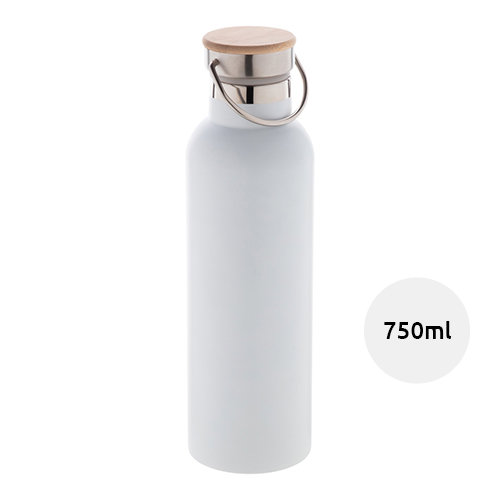 Borraccia in acciaio inox a doppia parete con coperchio bambù 750ml