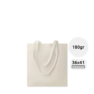 Shopper in cotone biologico con manici lunghi prodotta in Europa da 180gr 36x41cm