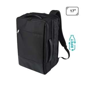 Zaino da viaggio in RPET espandibile e porta pc da 17"e custodia per tablet e spazio per indumenti in materiale riciclato certificato GRS da 35L 31x15x45cm