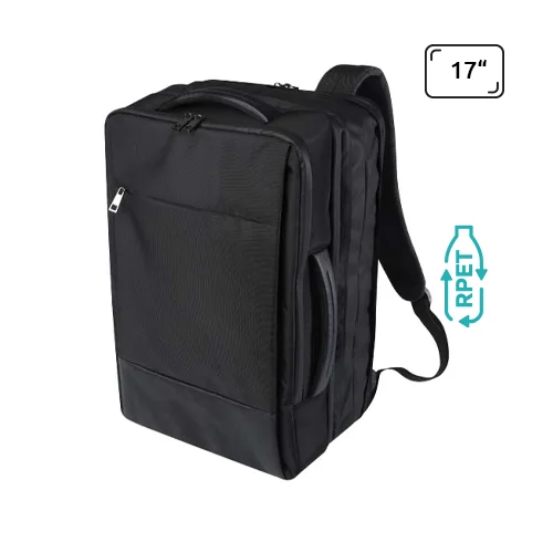 Zaino da viaggio in RPET espandibile e porta pc da 17"e custodia per tablet e spazio per indumenti in materiale riciclato certificato GRS da 35L 31x15x45cm
