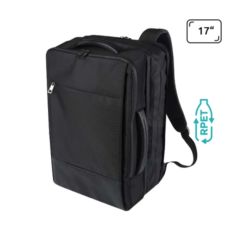 Zaino da viaggio in RPET espandibile e porta pc da 17"e custodia per tablet e spazio per indumenti in materiale riciclato certificato GRS da 35L 31x15x45cm