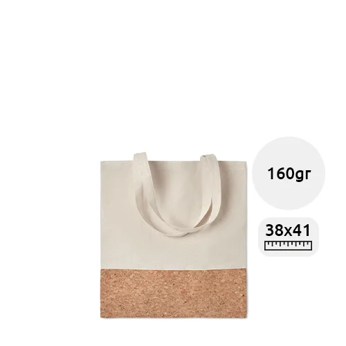 Shopper in cotone con dettagli in sughero da 160gr 38X41CM