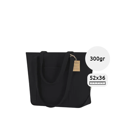 Shopper in cotone riciclato con manici rinforzati da 300g 52x35x18cm
