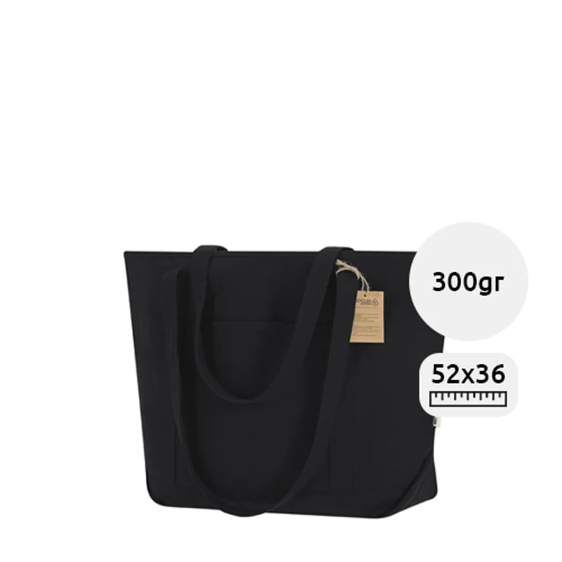 Shopper in cotone riciclato con manici rinforzati da 300g 52x35x18cm