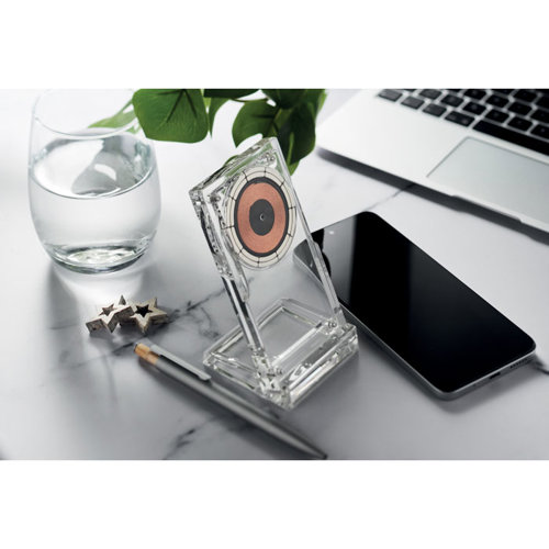 Caricabatterie wireless in acrilico trasparente con ricarica rapida da 15W