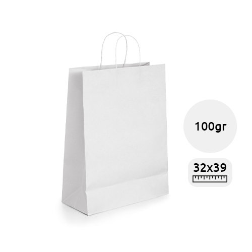 Shopper in carta kraft bianca formato grande da 100gr 32x39x11cm