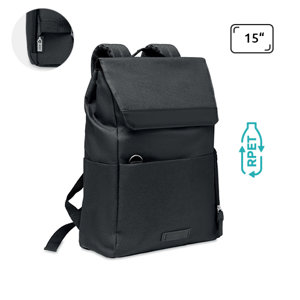 Zaino porta pc da 15" in RPET 600D con chiusura a bottone magnetico e tasche laterali