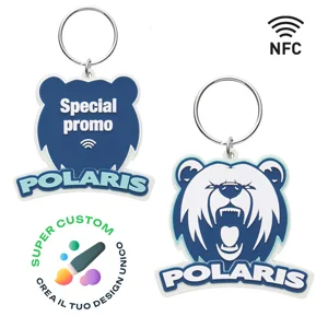 Portachiavi NFC in gomma PVC personalizzato con logo bifacciale