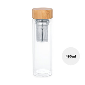 Borraccia in vetro con infusore da 490 ml tappo in bambù