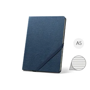 Block notes A5 copertina rigida in carta kraft lavabile e con pagine a righe FSC color avorio ed elastico diagonale