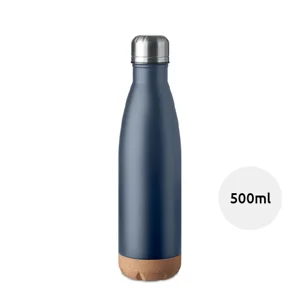 Borraccia doppio strato in acciao inossidabile con dettagli in sughero sulla base 500ml