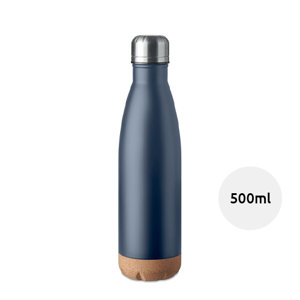 Borraccia doppio strato in acciao inossidabile con dettagli in sughero sulla base 500ml